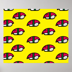 Cartoon Kawaii Sushi, Fischriese und Seetang-Poste Poster