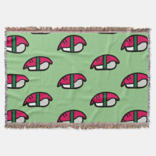 Cartoon Kawaii Sushi, Fischriese und Seetang Throw Decke