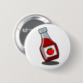 Cartoon Ketchup Flaschenkopf Button (Vorne & Hinten)