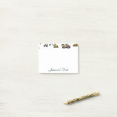 Cartoon Kfz-Kranname Personalisiert Post-it Klebezettel (Auf Schreibtisch)