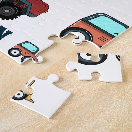 Cartoon Kfz-Kranname Personalisiert Puzzle (Seite)