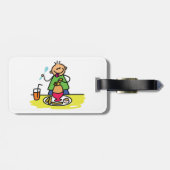 Cartoon Kid Genuss Mahlzeit mit Saft und Ei Gepäckanhänger (Rückseite horizontal)
