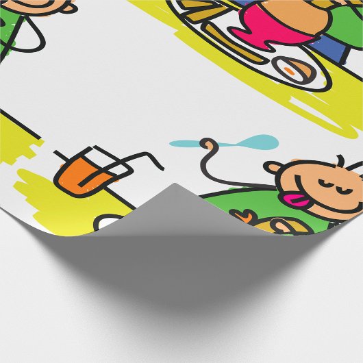 Cartoon Kid Genuss Mahlzeit mit Saft und Ei Geschenkpapier