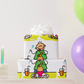 Cartoon Kid Genuss Mahlzeit mit Saft und Ei Geschenkpapier