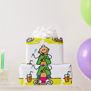 Cartoon Kid Genuss Mahlzeit mit Saft und Ei Geschenkpapier