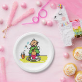 Cartoon Kid Genuss Mahlzeit mit Saft und Ei Pappteller (Party)