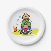 Cartoon Kid Genuss Mahlzeit mit Saft und Ei Pappteller (Vorderseite)