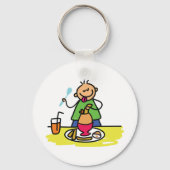 Cartoon Kid Genuss Mahlzeit mit Saft und Ei Schlüsselanhänger (Rückseite)