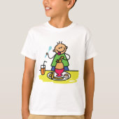 Cartoon Kid Genuss Mahlzeit mit Saft und Ei T-Shirt (Vorderseite)
