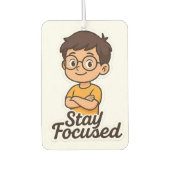 Cartoon Kid Sticker mit Brille - "Bleibe Fokussier Autolufterfrischer (Vorderseite)