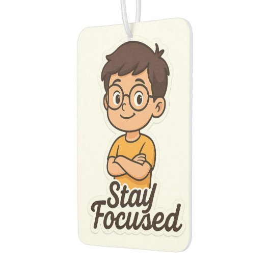 Cartoon Kid Sticker mit Brille - "Bleibe Fokussier Autolufterfrischer (Links)