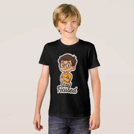 Cartoon Kid Sticker mit Brille - "Bleibe Fokussier Tri-Blend Shirt