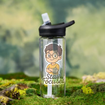Cartoon Kid Sticker mit Brille - "Bleibe Fokussier