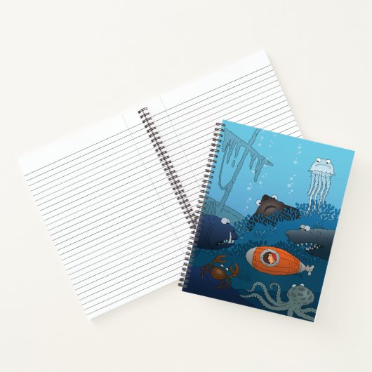 Cartoon Kid U-Boot-Welt Notizblock (Innenseite)