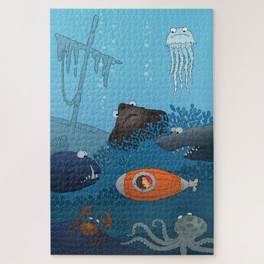 Cartoon Kid U-Boot-Welt Puzzle (Vertikal)