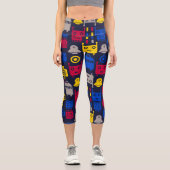 Cartoon Kids Robot Capri Leggings (Vorderseite)