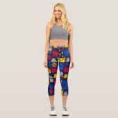 Cartoon Kids Robot Capri Leggings (Vorderseite)