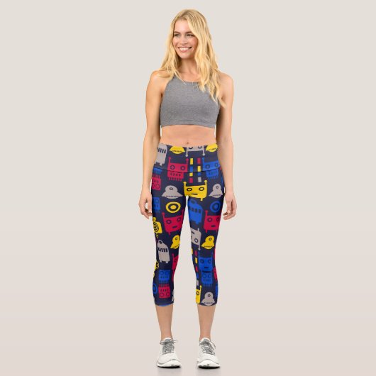 Cartoon Kids Robot Capri Leggings (Vorderseite)