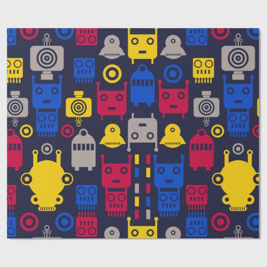 Cartoon Kids Robot Geschenkpapier (Flach)