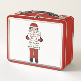 Cartoon Kind mit Weihnachtsgrüße Unterschreiben Metall Brotdose