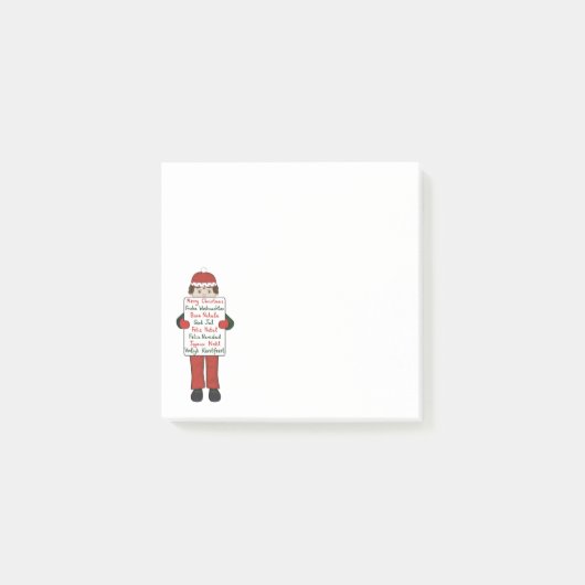 Cartoon Kind mit Weihnachtsgrüße Unterschreiben Post-it Klebezettel (Vorderseite)