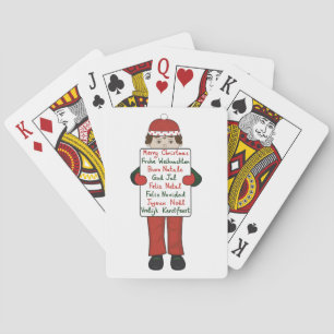 Cartoon Kind mit Weihnachtsgrüße Unterschreiben Spielkarten