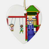 Cartoon-Kinder an einem Spielplatz Keramik Ornament (Rechts)