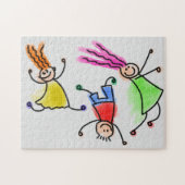 Cartoon Kinder spielen Rätsel. Puzzle (Horizontal)