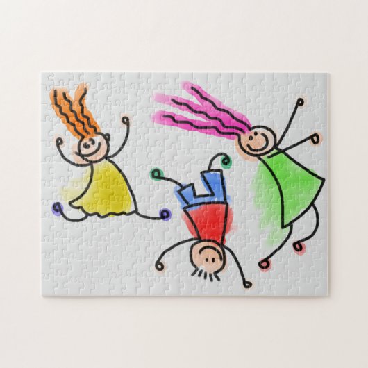 Cartoon Kinder spielen Rätsel. Puzzle (Horizontal)