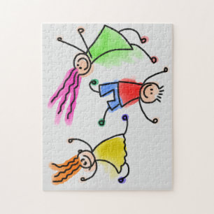 Cartoon Kinder spielen Rätsel. Puzzle