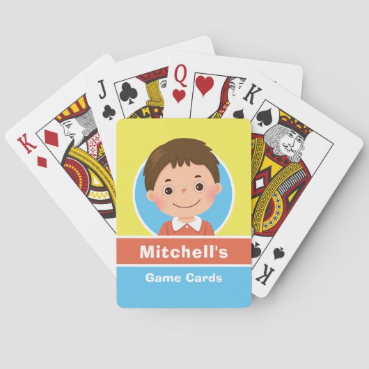 Cartoon Kinderbraune Haare Spielkarten (Rückseite)