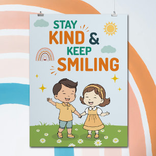 Cartoon-Kindheit Lächeln Inspiration Zitat Kinderz Poster