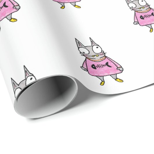 Cartoon Kitten Geschenkpapier (Rolleneckpunkt)