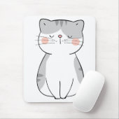 Cartoon Kitten Niedlich Grau White Tiger Tabby Cat Mousepad (Mit Mouse)