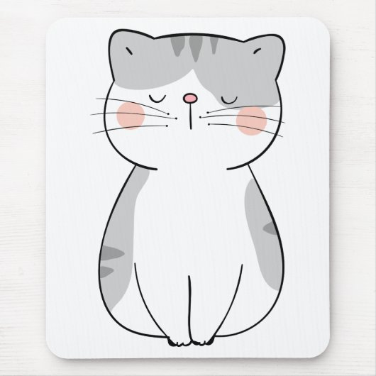 Cartoon Kitten Niedlich Grau White Tiger Tabby Cat Mousepad (Vorne)