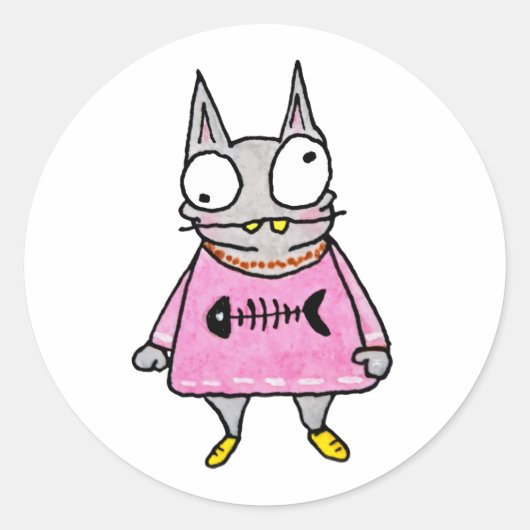 Cartoon Kitten Runder Aufkleber (Vorderseite)