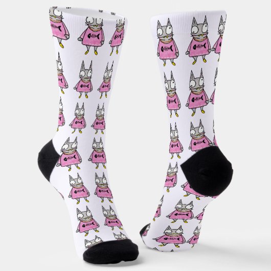 Cartoon Kitten Socken (Gewinkelt)