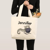 Cartoon Kitty mit Garnkugel Jumbo Stoffbeutel (Vorderseite (Produkt))