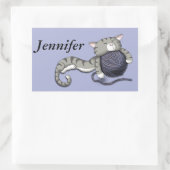 Cartoon Kitty mit Garnkugel Rechteckiger Aufkleber (Tasche)