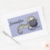 Cartoon Kitty mit Garnkugel Rechteckiger Aufkleber (Umschlag)