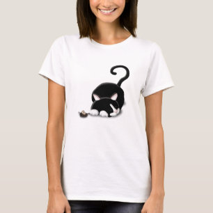 Cartoon Kitty mit Spielzeugmaus T-Shirt