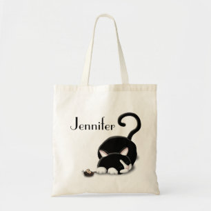 Cartoon Kitty mit Spielzeugmaus Tragetasche