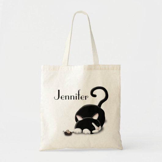 Cartoon Kitty mit Spielzeugmaus Tragetasche (Vorne)