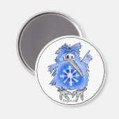 Cartoon Kiwi Blue Bird Snowflake Magnet (Vorderseite/Rückseite)