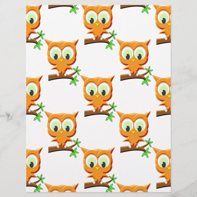 Cartoon Kleine Owl auf Zweigmuster (Vorderseite)
