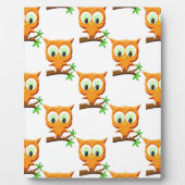 Cartoon Kleine Owl auf Zweigmuster Fotoplatte (Vorderseite)