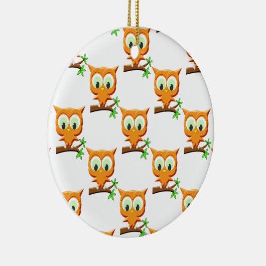 Cartoon Kleine Owl auf Zweigmuster Keramikornament (Rechts)