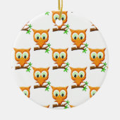 Cartoon Kleine Owl auf Zweigmuster Keramikornament (Vorne)
