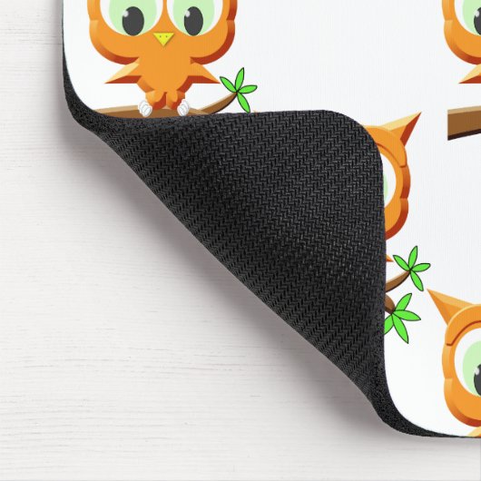 Cartoon Kleine Owl auf Zweigmuster Mousepad (Ecke)