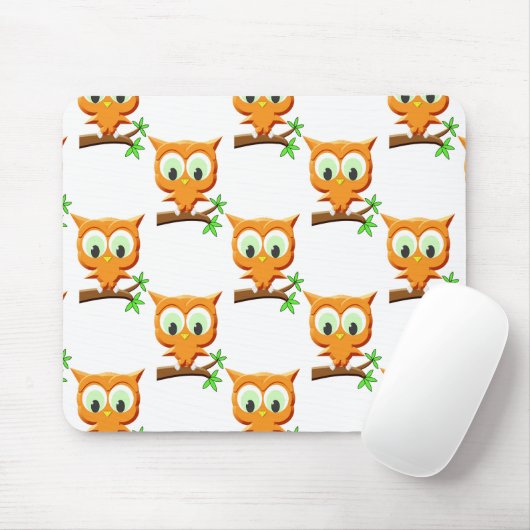 Cartoon Kleine Owl auf Zweigmuster Mousepad (Mit Mouse)